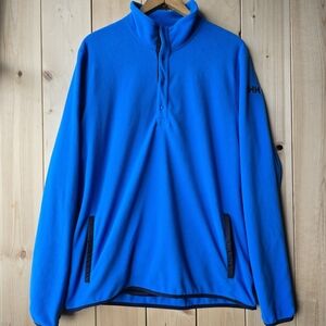 Helly Hansen Fleece Button Pullover Sweater Blue Mens XL